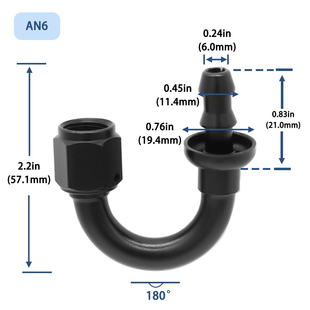 AN4 AN6 AN8 AN10 AN12 Push-on Hose End Fittings Fuel Oil Cooler Hose Fitting 0 45 90 180 Degree Reusable Connection Adapter