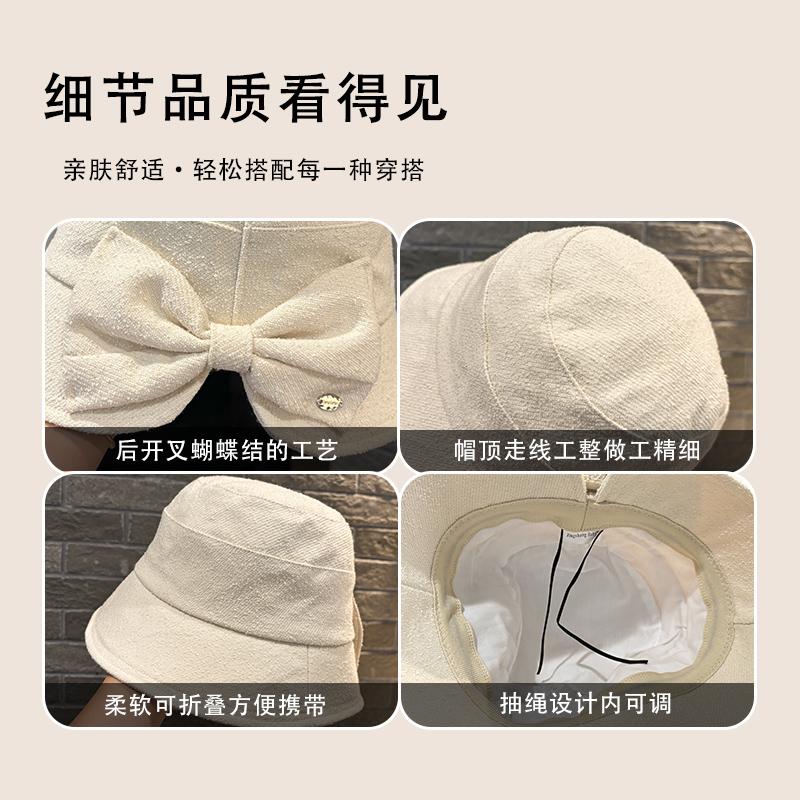 New Rear Split Bow Fisherman Hat Children Show Small Face Versatile Face Plain Face Cover Basin Hat