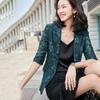 Lace Suit Coat Women's Large Korean Version Spring and Summer Three-quarter Sleeve Top Sunscreen Shirt Cut-out Thin Suit