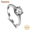 Tancise Women Classic 925 Sterling Silver  Zircon Ring Ladies Jewelry Wedding Promise Party Gift