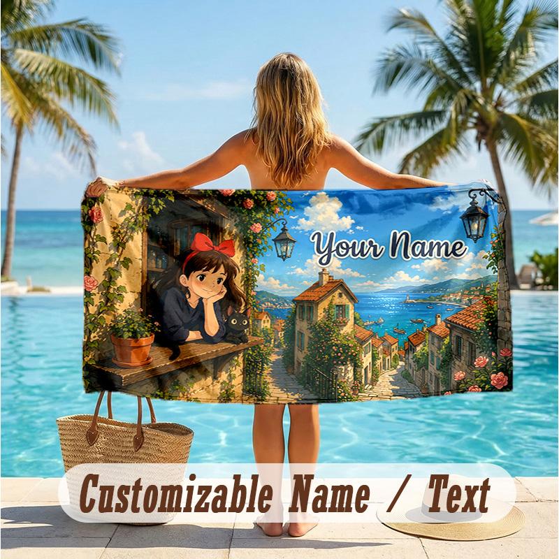 Custom Text Beach Towel, Soft Absorbent Swimming Multi-use TowelKiki's Delivery Service Jiji