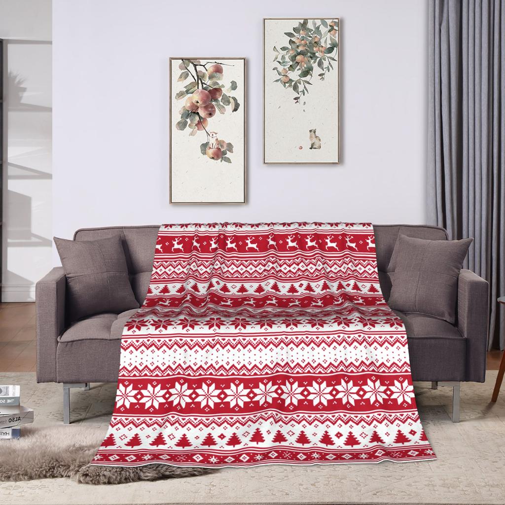 Рождественский имбирный узор Пастельно-розовый Красный Пледы Коралловый флис Плюшевые Осенние Мягкие Накидки для дивана Уличный коврик Штука