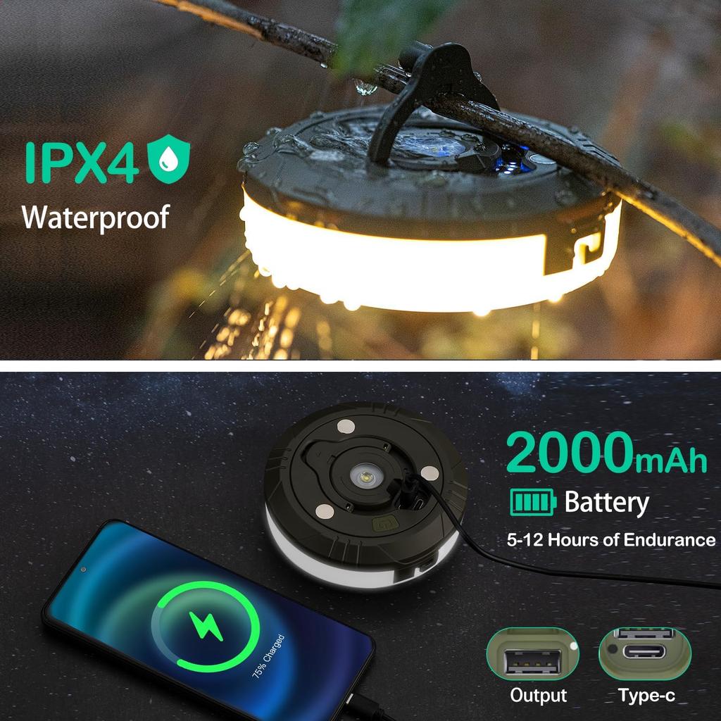 Светодиодная лента-лампа для кемпинга 4 в 1, 10 м, водонепроницаемая, многоразовая, декоративная лампа для палатки, комнаты, сада