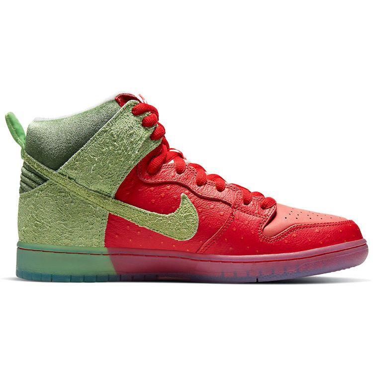 Nike Кроссовки унисекс Dunk High SB Strawberry Cough Red University-Red Spinach-Green CW7093-600