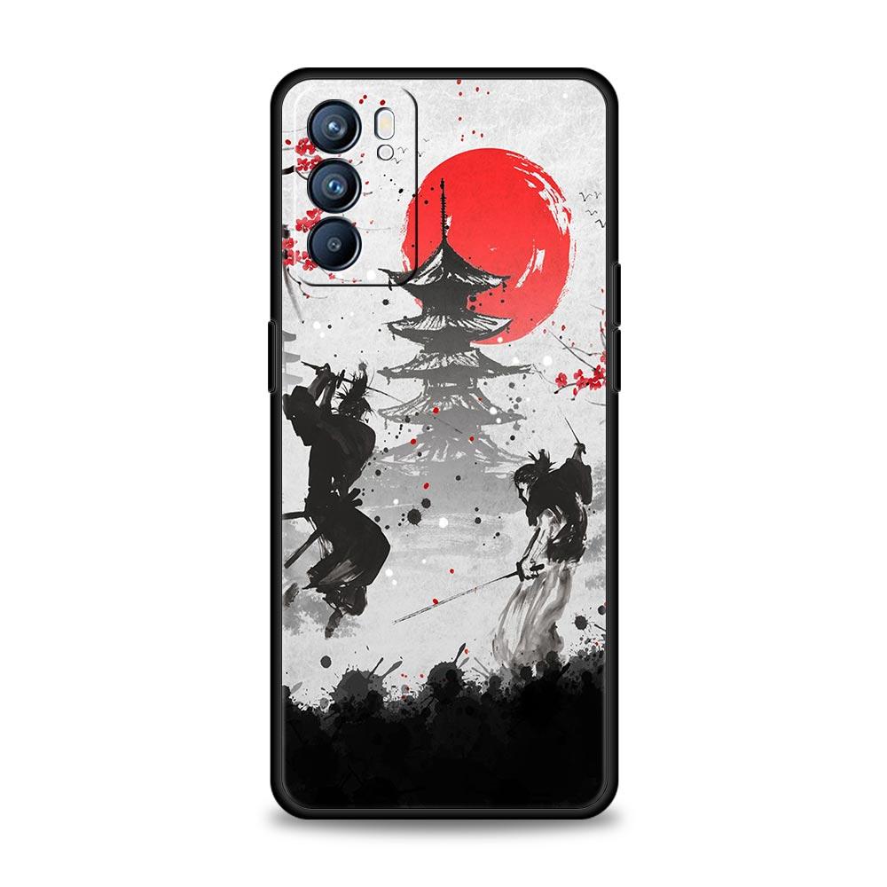 Японский чехол Bushido Samurai для Oppo Find X6 X5 A54 A53 A52 A9 2020 A15 A95 A17 A16 A76 A74 A57 Reno7 Reno6 Pro Plus 5G