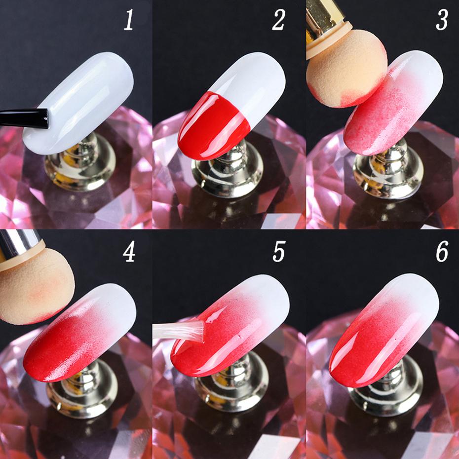 Double-Ended Nail Pen Nail Art Gradient Painting Sponge Silicone Nail Art Stamp Manicure Tool with Rhinestone Handle