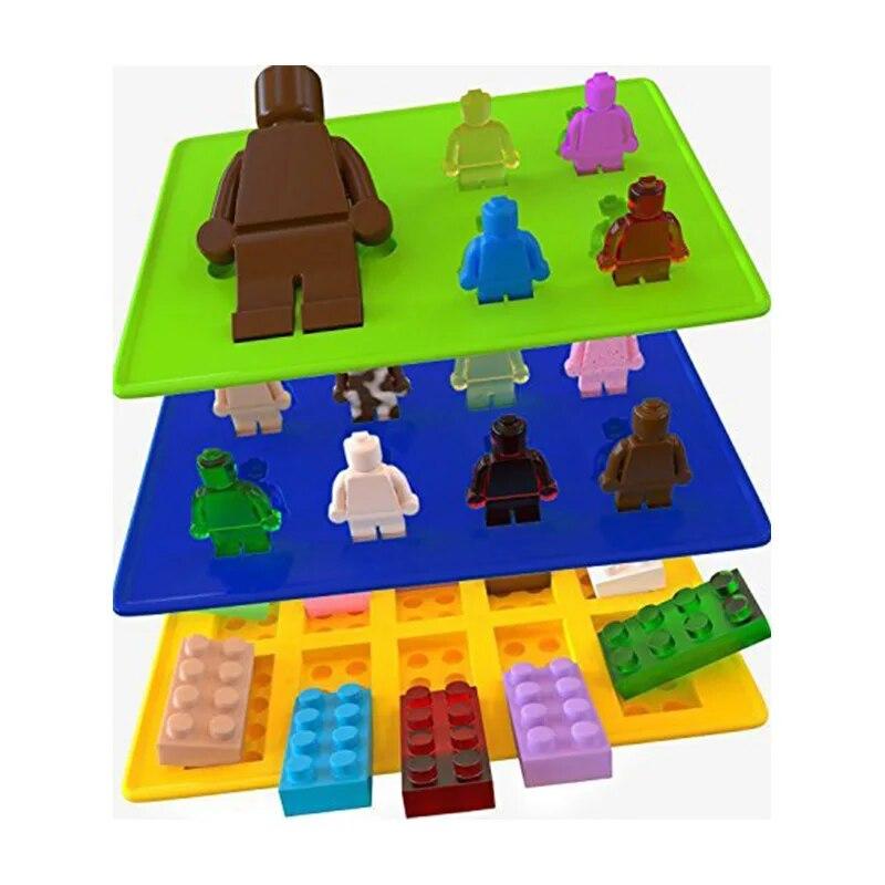 Lego Silicone Ice Cube, набор из 3 предметов, шоколадное желе, форма для торта «Злодей», безопасная и безвредная форма для кубиков льда Lego Creative