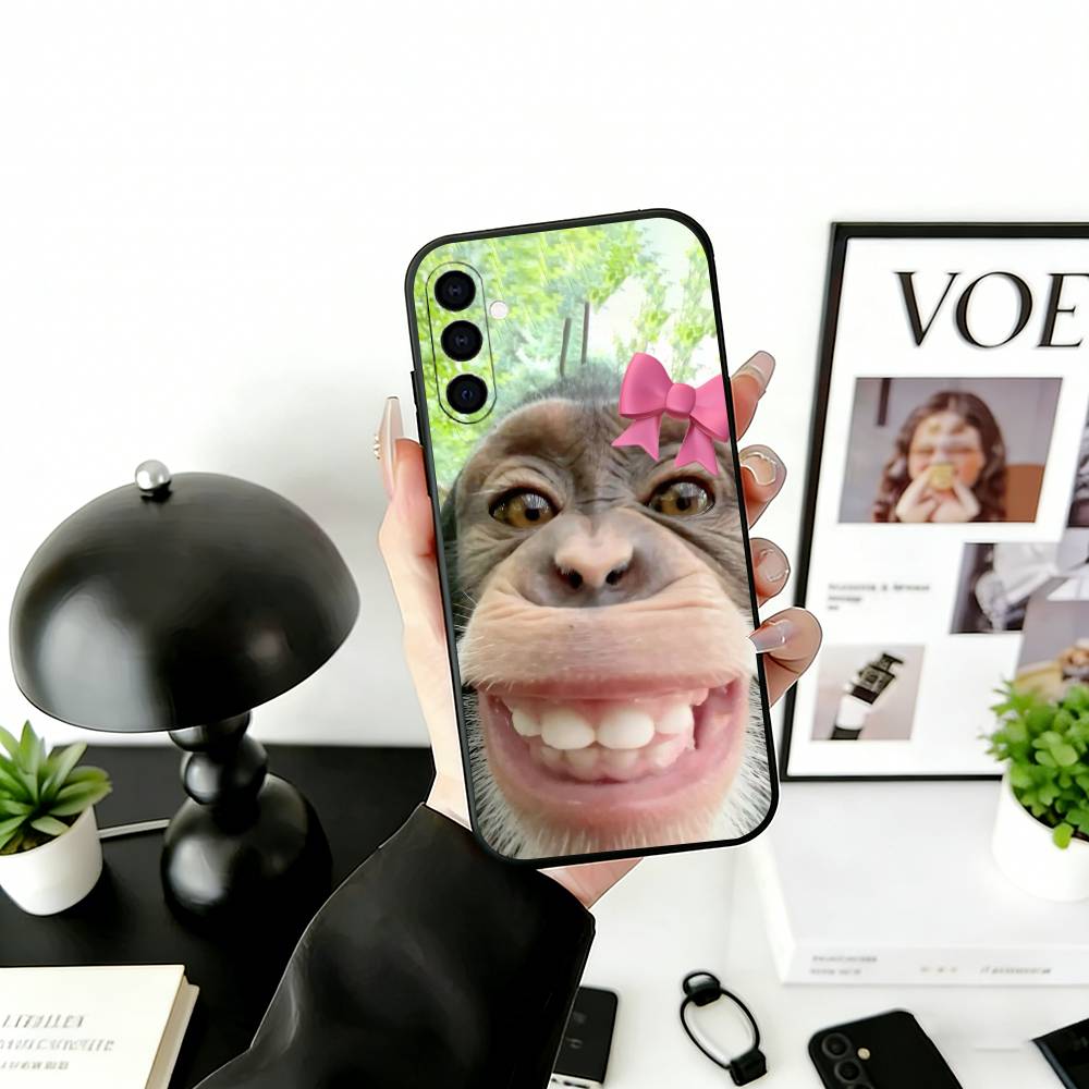 C-Cute F-Funny Monkey Phone Case For Samsung Galaxy A73,A72,A71,A70,A53,A52,A51,Others Soft Black Cover