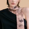 AVVINA PELLE Botanic Garden Long Twilly Silk Scarf - Apricot Beige