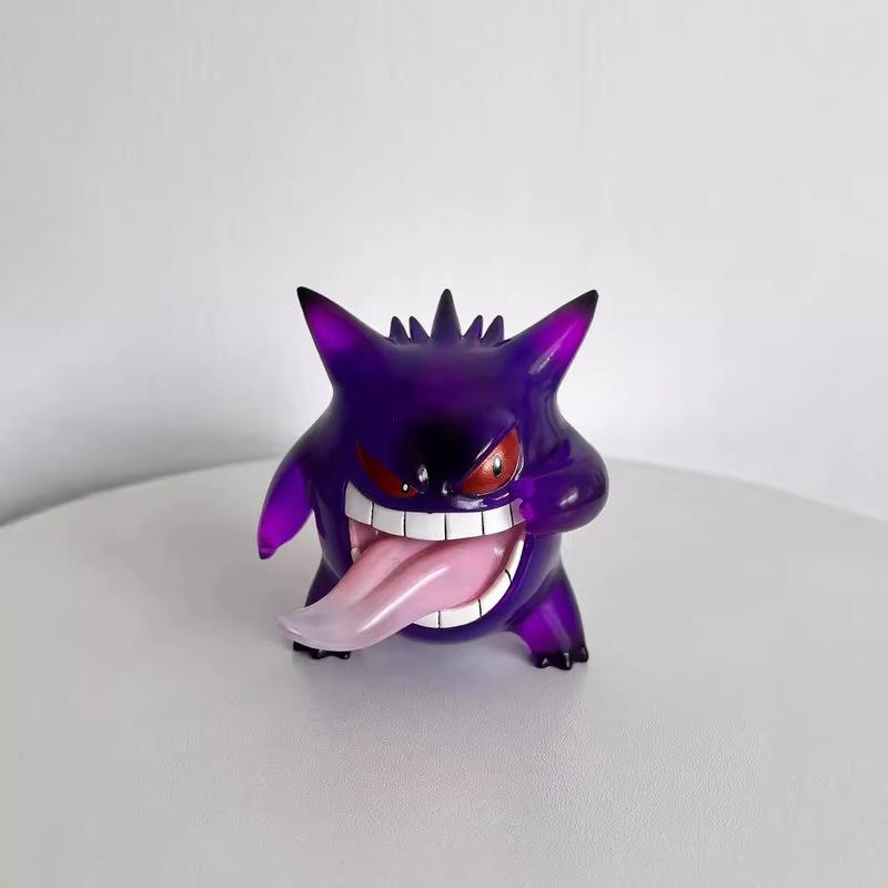 In Stock Transparent Gengar Figure Model PokMon Cute Tongue-Out Version Anime Desktop Ornament GK Collectible Toy Trend Present