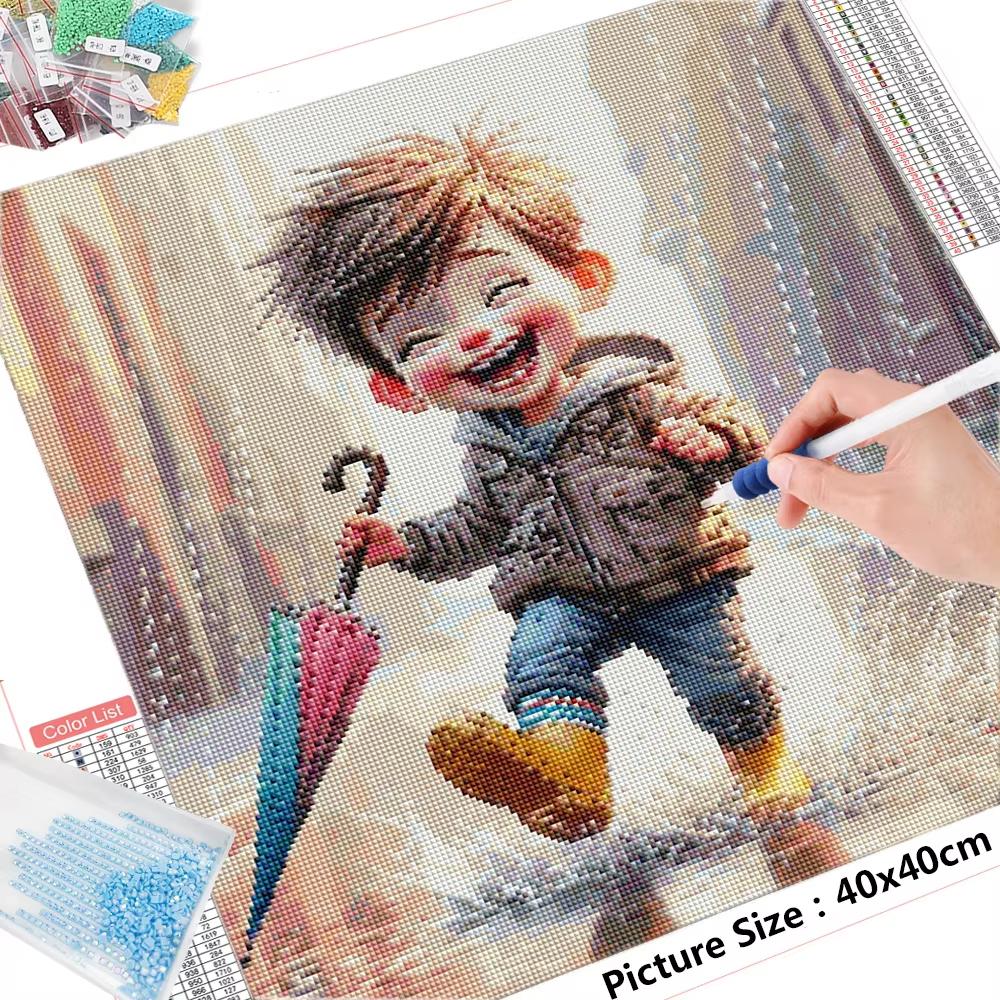 Алмазная вышивка Девочка Мальчик Мозаика Вышивка крестом Полный набор Живопись Портрет Полная Квадратная Круглая Декорация Стена