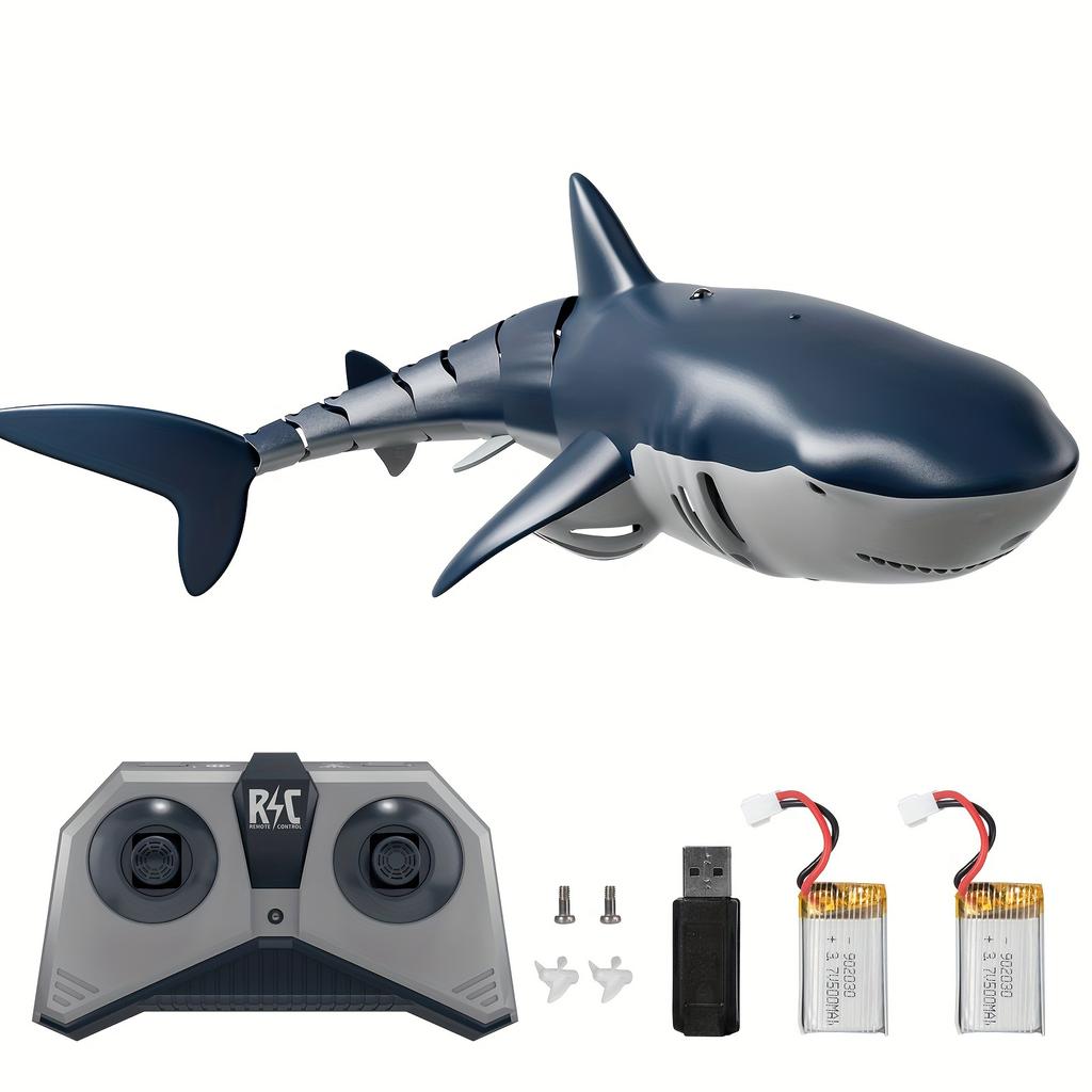 BABYHOME TEMI Remote Control Shark 1:18 High Simulation Scale Fish With Light & Spray Water For Lake Bathroom Pool Toys For Kids Boy