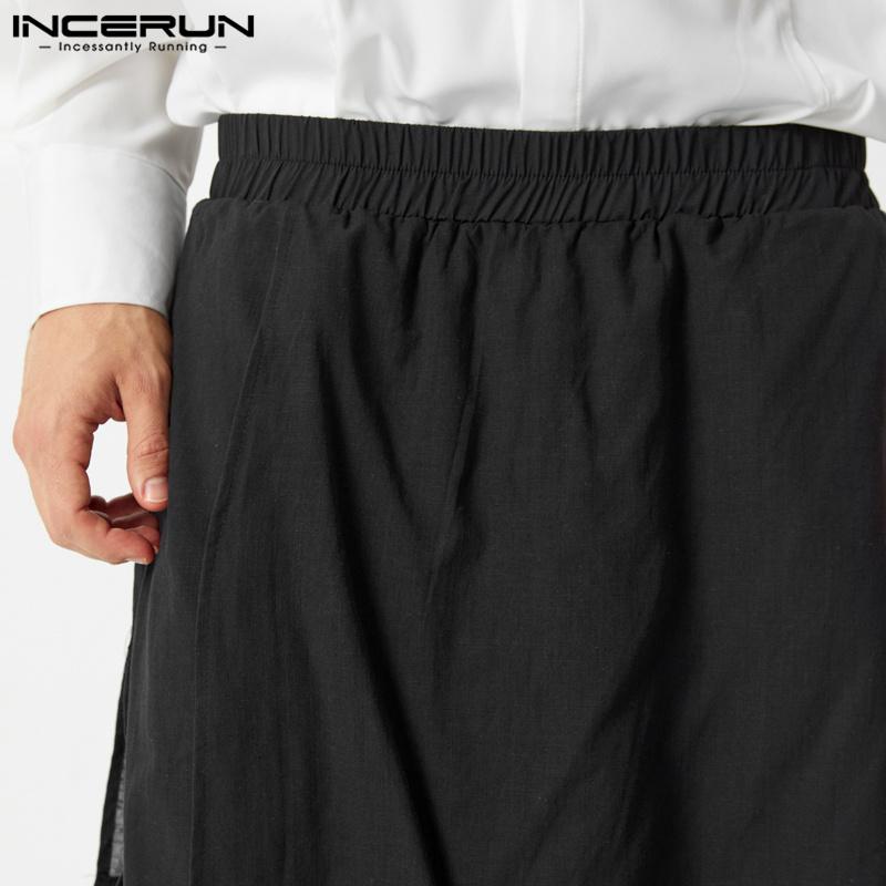 INCERUN Мужские нестандартные повседневные брюки с эластичной талией, свободные слои, широкие брюки