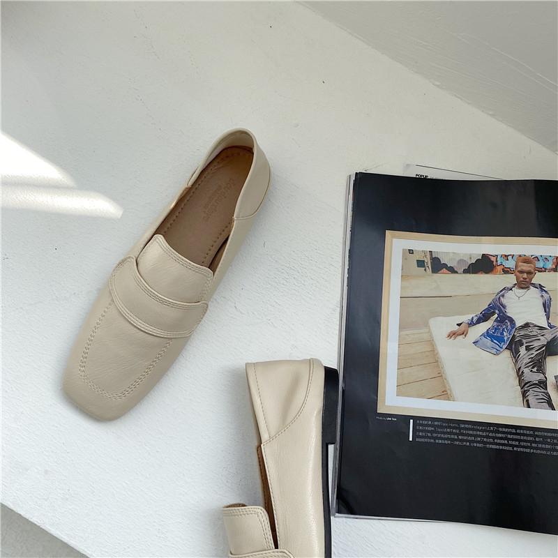 Кожаные мокасины для женщин плоские туфли с квадратным носком без застежек неглубокие удобные повседневные женские туфли-мюли обувь для вождения на вечеринку