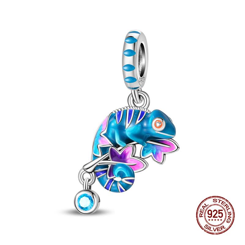 Original Charms Copper Luminous Chameleon Charms Beads Fits 3Mm Original Bracelet For Women Diy Fine Jewelry Gifts