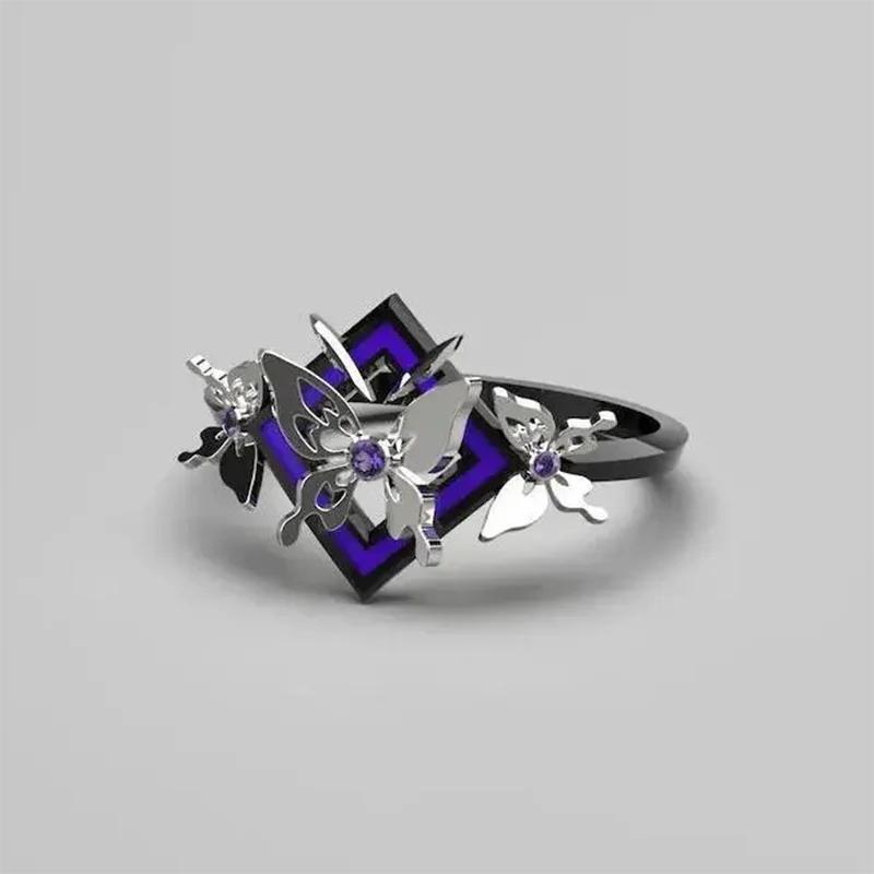 Игра Хонкай: Кольцо для косплея Звездный экспресс Зеле Унисекс Бабочка Регулируемое Открывающееся Кольцо Бижутерия Аксессуары Подарки