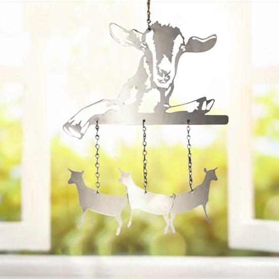 Goat Dachshund Metal Wind Chime Weather-proof Indoor Outdoor Garden Patio Animal Window Hanging Wind Bell Decoration Ornament Pendant Christmas Gifts