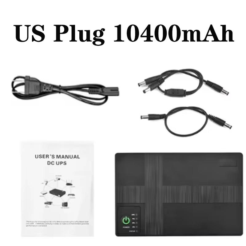 Адаптер питания постоянного тока Источник бесперебойного питания 10400 мАч 5 В 9 В 12 В ИБП Маршрутизатор Оптический Cat Встроенный адаптер Резервный источник питания Eu