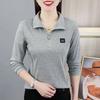 Women's Spring and Autumn Zipper Stand-up Collar Solid Color Bottoming Shirt Sports Thin Plus Size Long-sleeved T-shirt