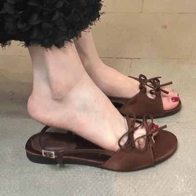 Модные балетки Женские сандалии Бант Дизайнерская обувь Женские тапочки Лето 2025 Новые Повседневные Шлепанцы для ходьбы Модные Платье Сандалии Женские