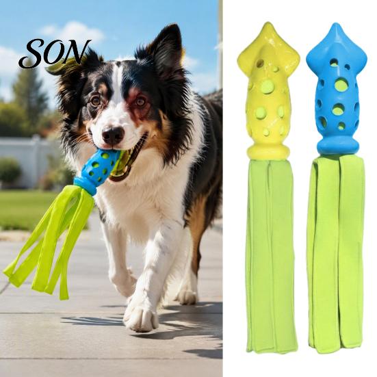 Small Medium Large Dog Toys Octopus Squid Chew Toy, Interactive Tug Squeaky Pet Molar Toy with Creative Shape Fabric Strips, Waterproof for