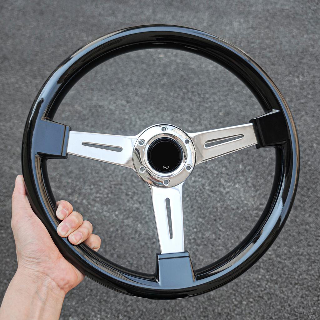 Universal JDM Racing Sport Steering Wheel 14inch Deep Corn Drift Tuning White Steering Wheel Car Accessories