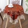 Red Lace Tablecloth Thickened Heat Insulation Anti Scald Cloth Art Round Table Tablecloths Furniture Dust Cover Cloth