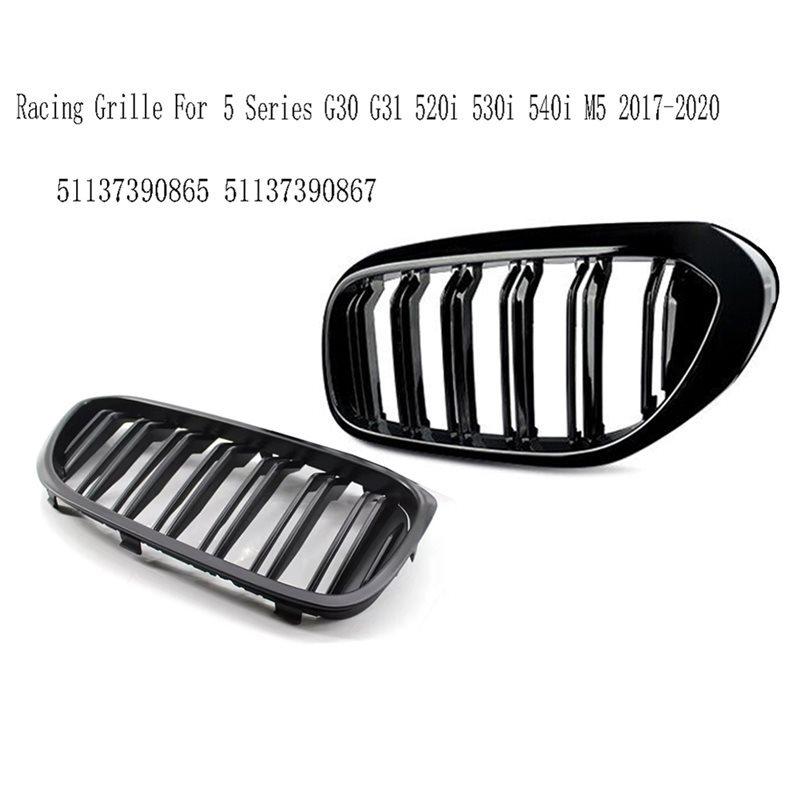Double Slat Racing Grille Kidney Grill For BMW 5 Series G30 G31 520I 530I 540I M5 2017- 51137390865 51137390867