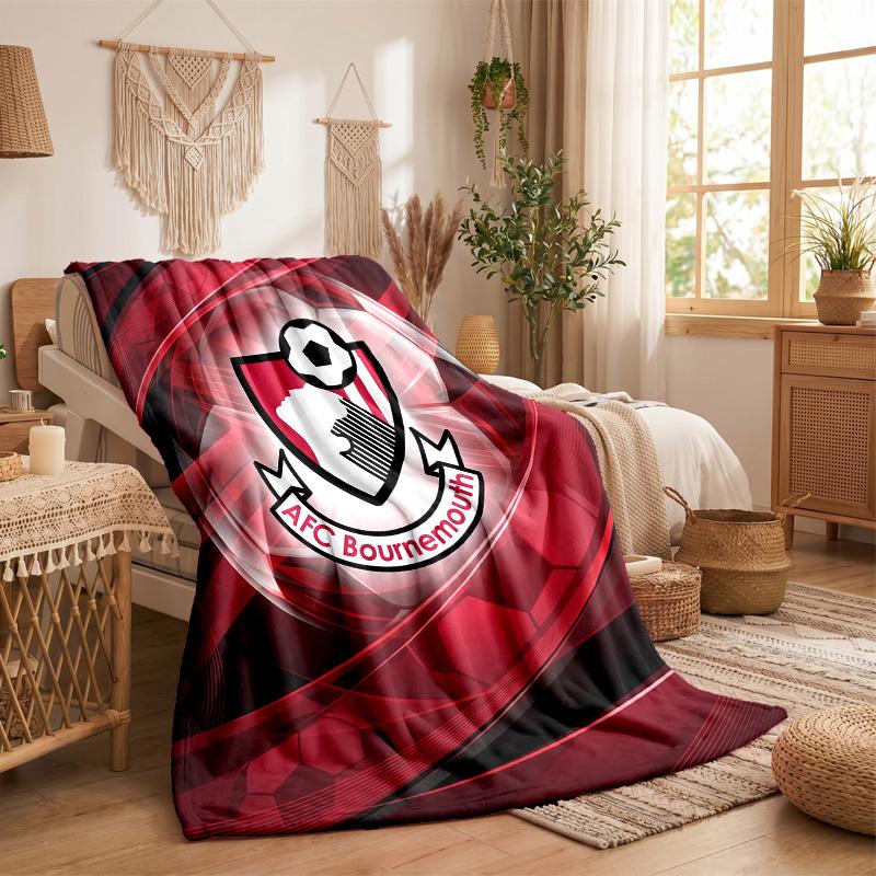 Bournemouth Football Print Flannel Blanket Soft Warm Sofa Bed Throw Blanket For Home Office Bedroom