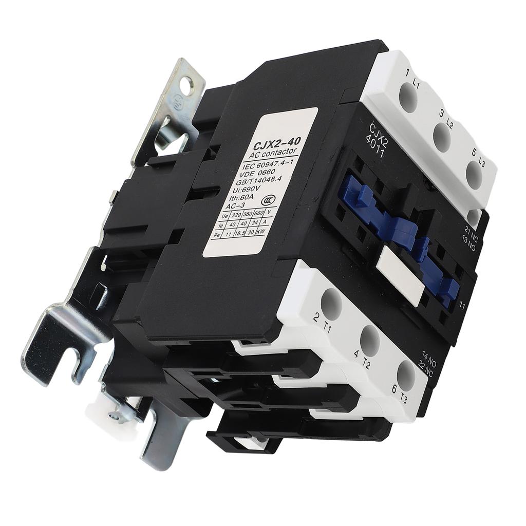 Контактор переменного тока 220 В 3П 1НО 1НЗ Вспомогательные 3НО Монтаж на основную рейку Серебряные контакты Низковольтный контроллер двигателя 40А