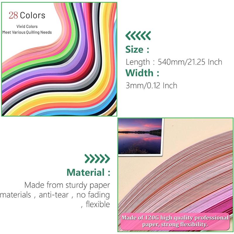 Набор для квиллинга с 28 цветами, 700 полосок, бумага для квиллинга 3 мм, 6 инструментов в комплекте