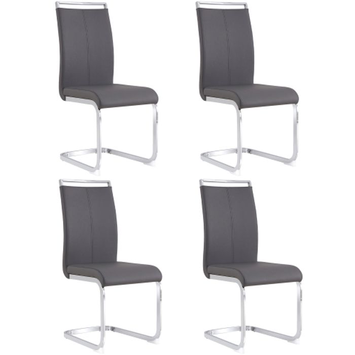 Chaise - MUVOE - Luge - Métal chromé - Cuir souple - Lot de 4