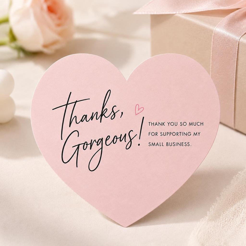 Heart-Shaped Gentle Style Thank You Card for Handmade Gift Box Decoration