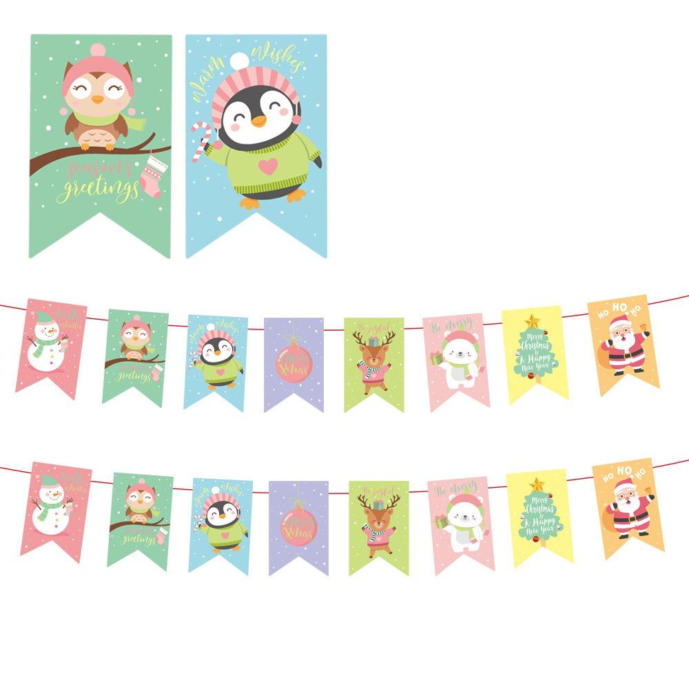 Рождественский бумажный баннер мультфильм Санта-Клаус снеговик рождественский подвесной орнамент баннер домашнее рождественское украшение флаг принадлежности новый год