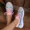 Новые модные вязаные кроссовки с принтом для женщин весна-осень дышащая сетчатая обувь для бега женская мягкая подошва повседневная обувь на плоской подошве