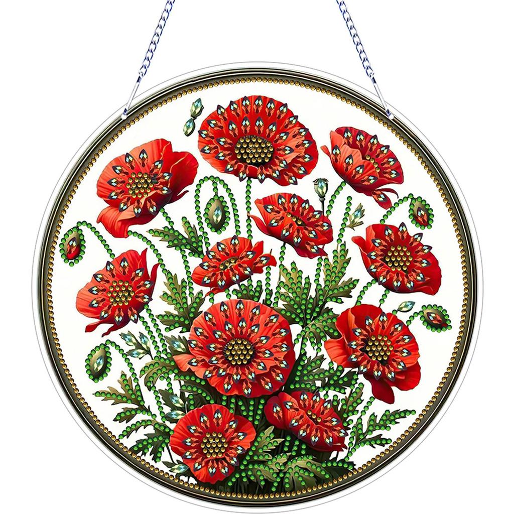 2D Flat DIY Diamond Art Suncatcher Diamond Painting Set Rhinestone Diamond Art Window Pendants Window Hanging Art for Home Decor