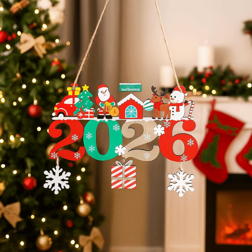 Dwarf Design Wooden Christmas Pendant Hanging Style Snowman Door Hanging Ornaments Year 2026 Elk Christmas Door Decoration