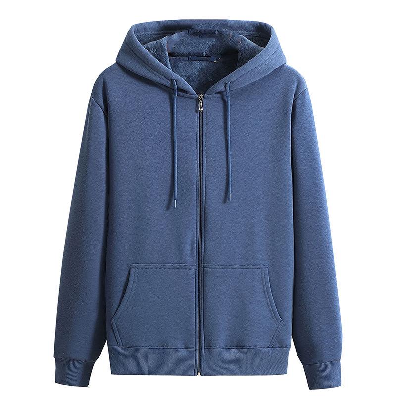 Мужская толстовка с капюшоном на молнии большого размера с флисовой подкладкой - Толстая, свободного кроя для осени и зимы