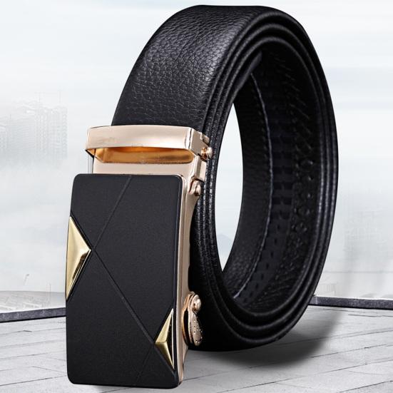 Мужской автоматический ремень, деловой деловой ремень, гладкая искусственная кожа, пряжка из сплава, противоскользящий, большая долговечность, противоскользящий, мужской костюм для встреч, брюки, ремень
