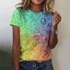 Colorful Droplet Pattern T-Shirt For Women Gradient 3D Printed Short Sleeves Summer Tees Oversized T Shirts Round Neck Tops