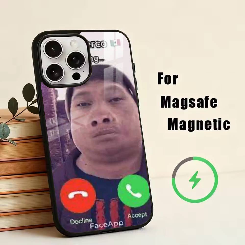Звонит D-John Pork. Чехол для телефона с функцией ответа на звонок для iPhone 17, 16, 15, 14, 13, 12, 11 Plus, Pro, магнитный, с беспроводной зарядкой MagSafe