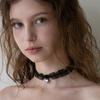MERRYMOTIVE Black Chiffon and Heart Choker Necklace