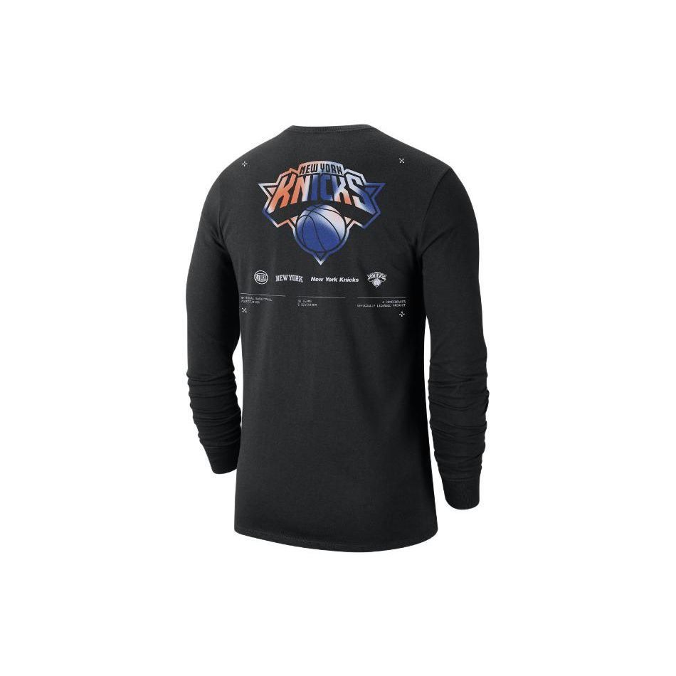 Nike New York Knicks повседневная футболка с круглым вырезом и длинным рукавом мужские топы черного цвета DZ0358-010