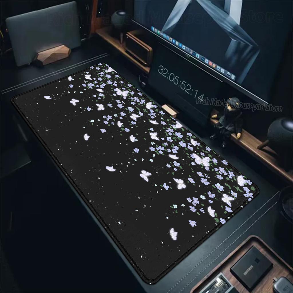Mouse Pad Gaming Green Flower Grass Aesthetics Mousepad XXL Keyboard Extended pad Sakura Carpet Large Rubber PC Anime Mice Pad