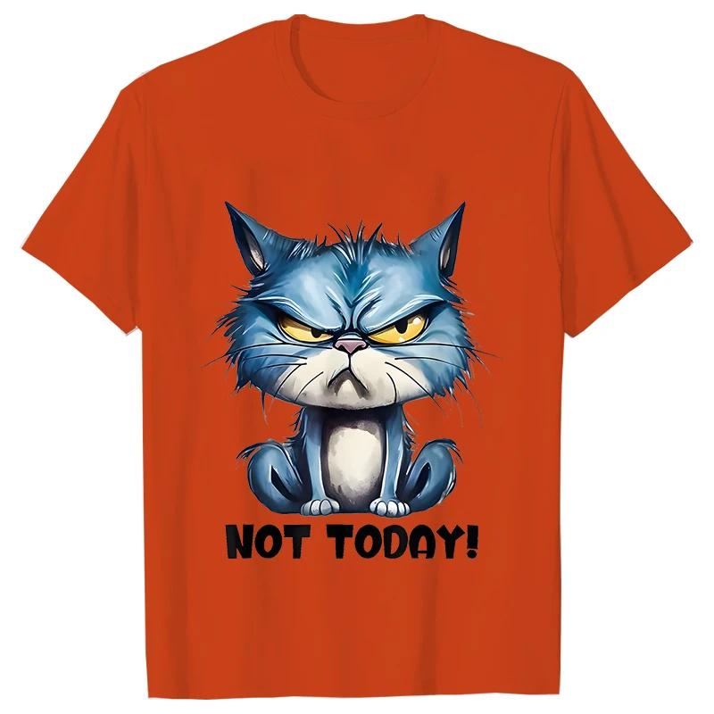 Funny Cat Sarcastic Antisocial Attitude Print Tshirts for Women Angry Cat Tshirts Not Today Introvert Female Tee Shirts Femme