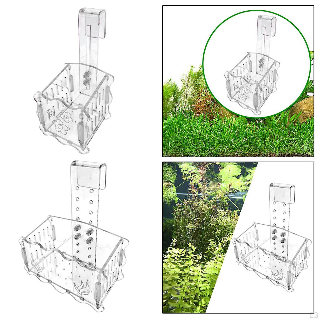 Aquarium Plant Cup Holder Fish Tank Decoration Stand Container Transparent Aquatic