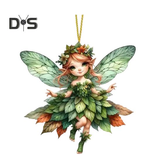 Christmas Tree Ornament with Lanyard Easy To Hang 2D Little Angel Girl Hanging Pendant Car Bag Keychain Decoration