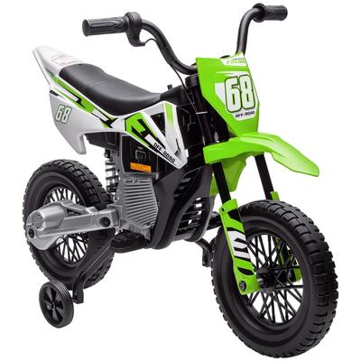 Electric Motorcycle for Kids, 12V Kids Motorcycle with Music, Children's Vehicle with Training Wheels, 3-6 Years, Green