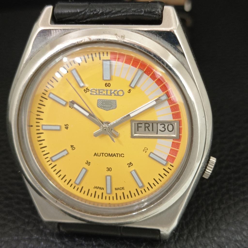 ВИНТАЖНЫЕ АВТОМАТИЧЕСКИЕ ЧАСЫ SEIKO 5 7019A ЯПОНИЯ МУЖСКИЕ ЖЕЛТЫЙ ЦВЕТ ЦИФЕРБЛАТ a708555-1