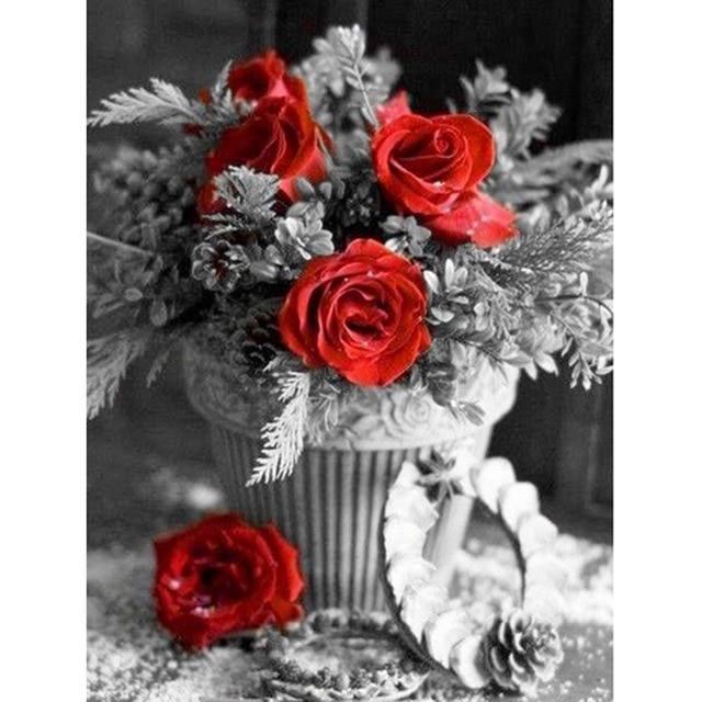 DIY 5D Алмазная картина Цветок Алмазная вышивка Полный круглый Стразы Вышивка крестом